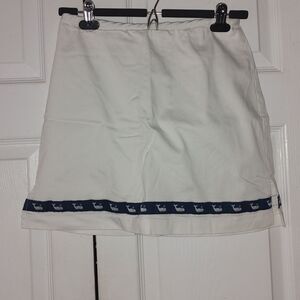 Bamboo Traders white mini skirt with blue trim with whales  Sz 0